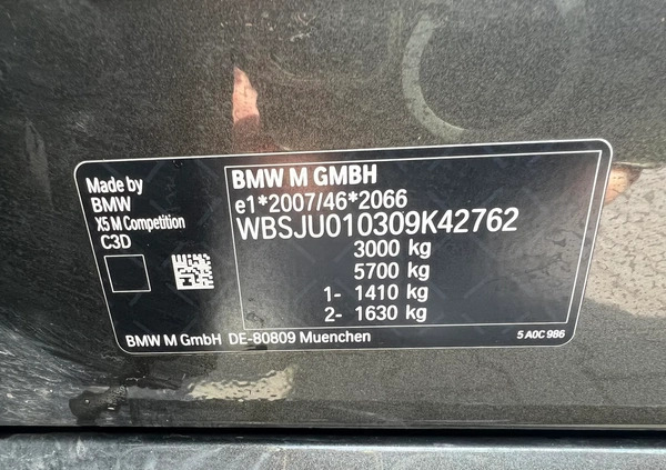 BMW X5 M cena 530900 przebieg: 37258, rok produkcji 2021 z Świebodzin małe 781